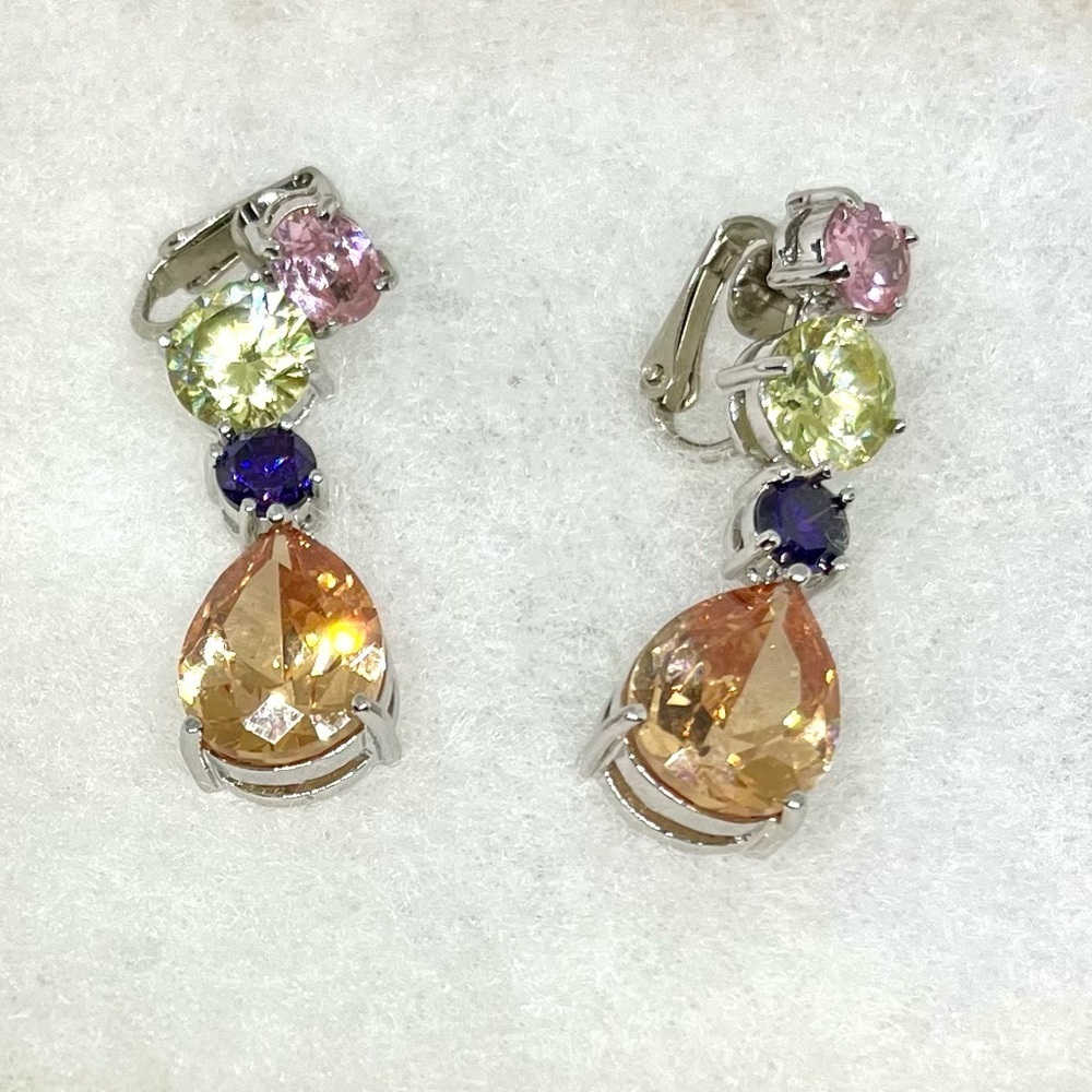 925 Sterling Silver Multicolored Gem Stone Earrings